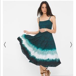 Flowing tea length tie dye WHBM dress w/ pockets